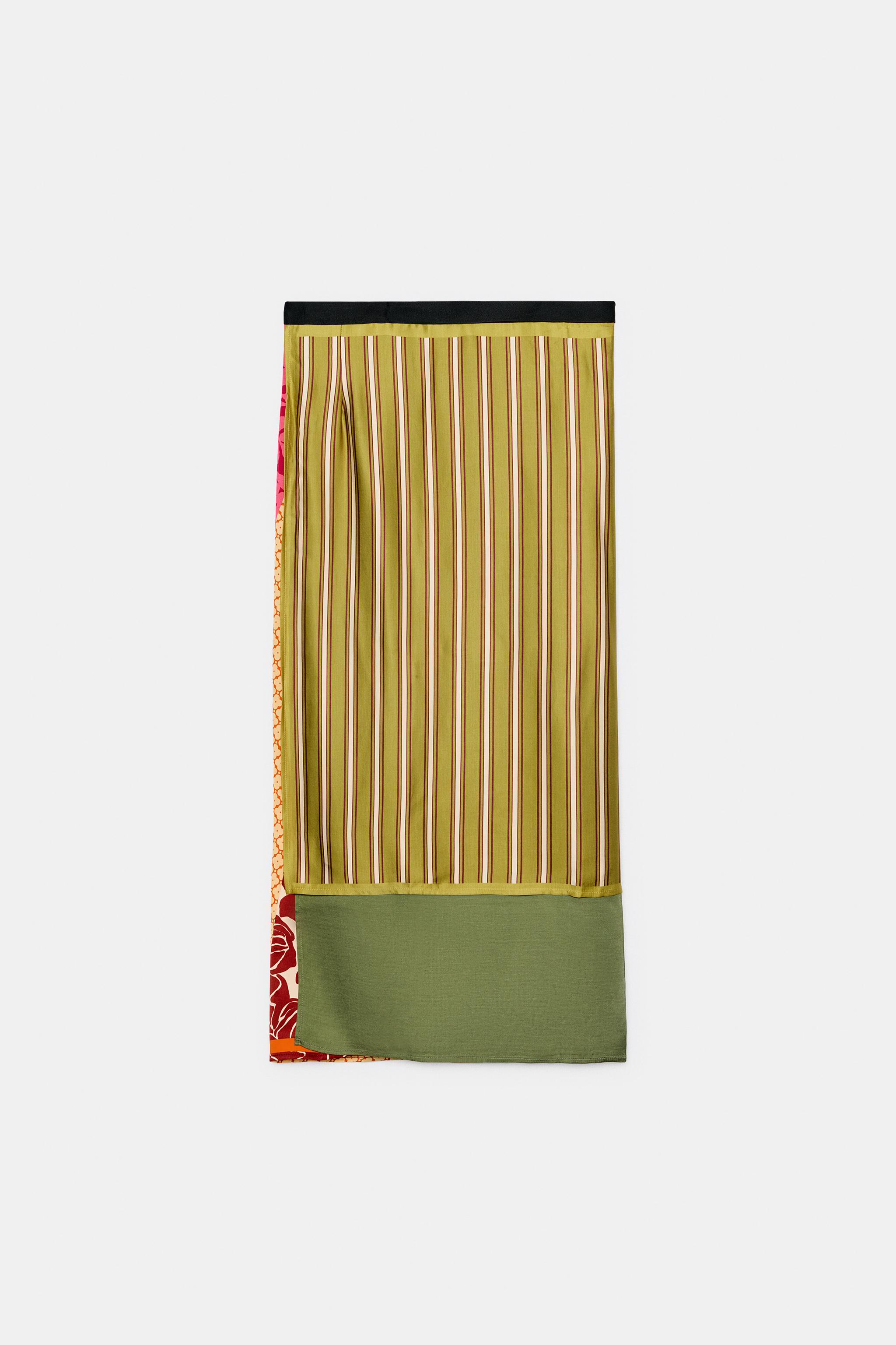 FLORAL AND STRIPED PRINT PAREO SCARF